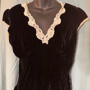 GAP Victorian Goth Style Black Velvet Top -Large